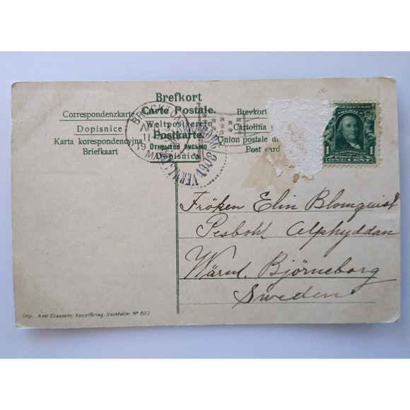 Easter Witch Postcard Glad Pask 3 Witches Tea Pots Brooms Moon Jenny Nystrom - Picture 4 of 4